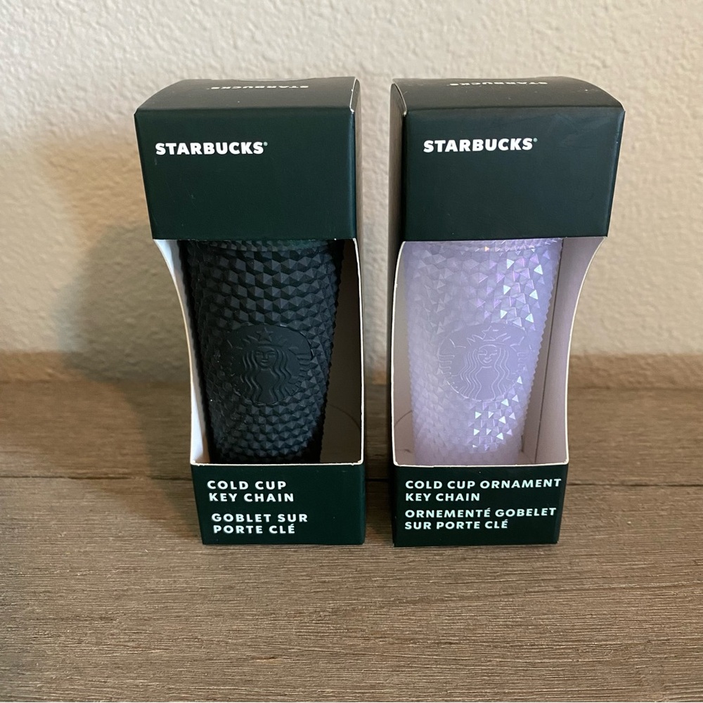 Starbucks Studded Tumbler Keychain Set - 1 Green + 1 Iridescent - NWT
